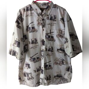 North River Men's Vintage Print Shirt XL - Cream
